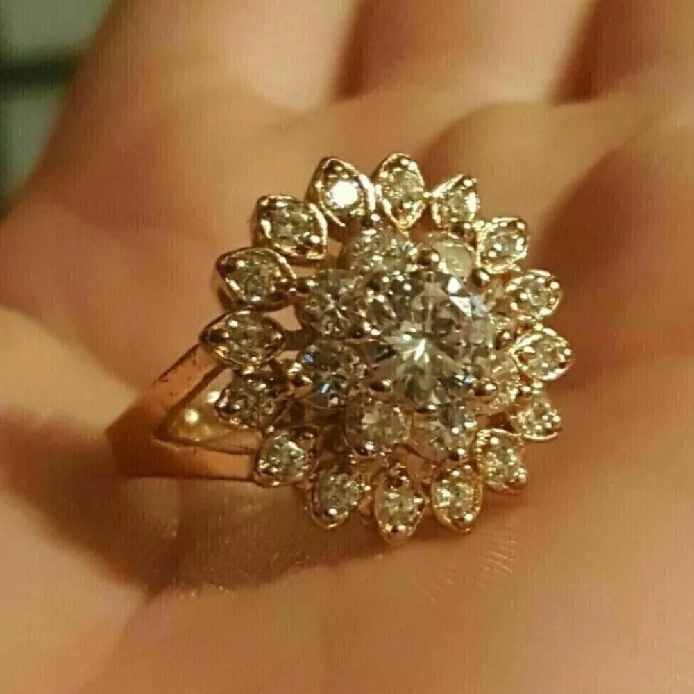 2Ct Round Cut Women's Engagement Ring 14K Yellow Gold Plated Simulated Diamond